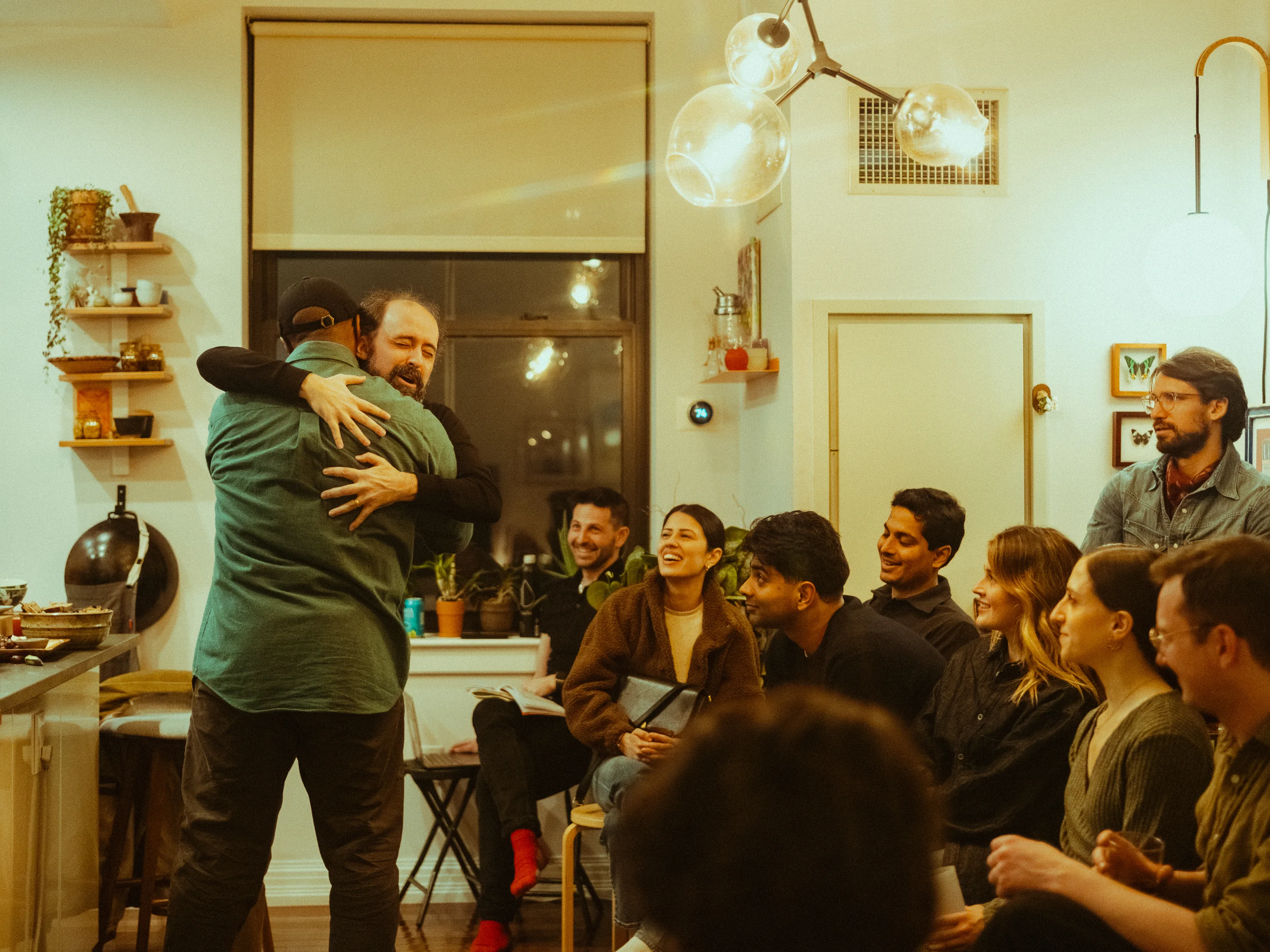 Friends gathered for an intimate performance at home
